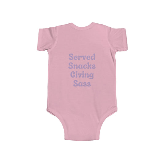 H&H - Served snacks giving sass - baby Onesie